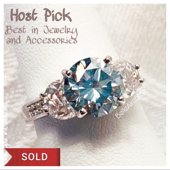 🎉HP🎉 2.4 Ct VVS1 Sky Blue Moissanite Ring, Sz 7 - Picture 1 of 8